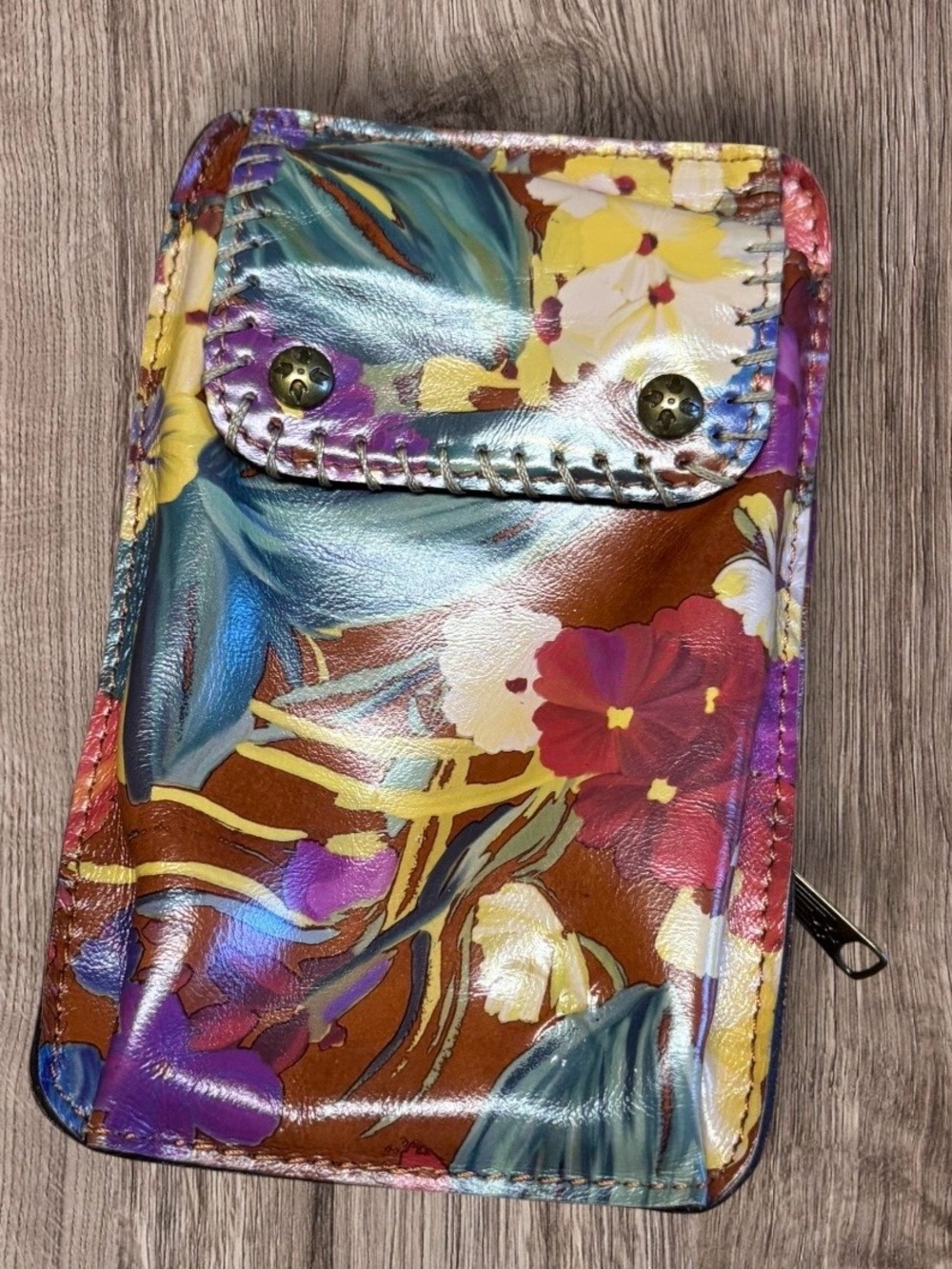 EUC Patricia Nash Marinella Leather Crossbody Bag Wristlet  Floral - Picture 2 of 9